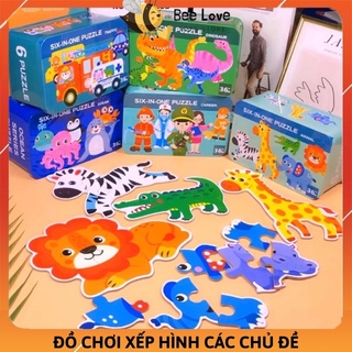 Đồ chơi giáo dục cho bé nghề nghiệp động vật xe cộ, đồ chơi ghép hình gỗ Puzzle tăng khả năng nhận thức BL83 BeeLove