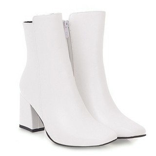 [ Có hình feedback] Giày boot nữ cổ lửng màu trắng thời thượng GBN0802