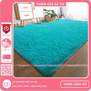 Thảm Lông Trải Sàn Phòng Khách Lông Xù Xanh Nước Biển 100x160