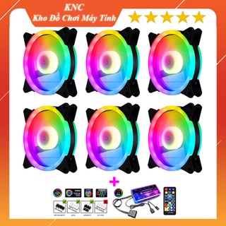 Quạt Tản Nhiệt V4 Sáng Tâm Và Viền Quạt 12cm Fan Led RGB Bộ 6 Quạt Đồng Bộ Hub Coolmoon ARGB Music