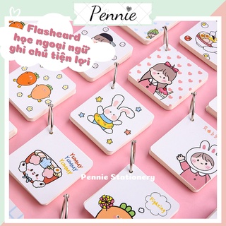 Flashcard xinh xắn dùng ghi chú học từ vựng tiếng anh nhật hàn trung 80 trang tiện lợi