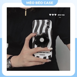 (SIÊU RẺ) Ốp lưng iphone kẻ sọc đen trắng kèm giá đỡ 7plus/8/8plus/x/xr/xs/11/12/13/pro/max/plus/promax