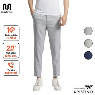 Quần âu nam INSIDEMEN kiểu dáng carrot fit trẻ trung, thời thượng kết hợp họa tiết kẻ chìm tinh tế - ATR00609