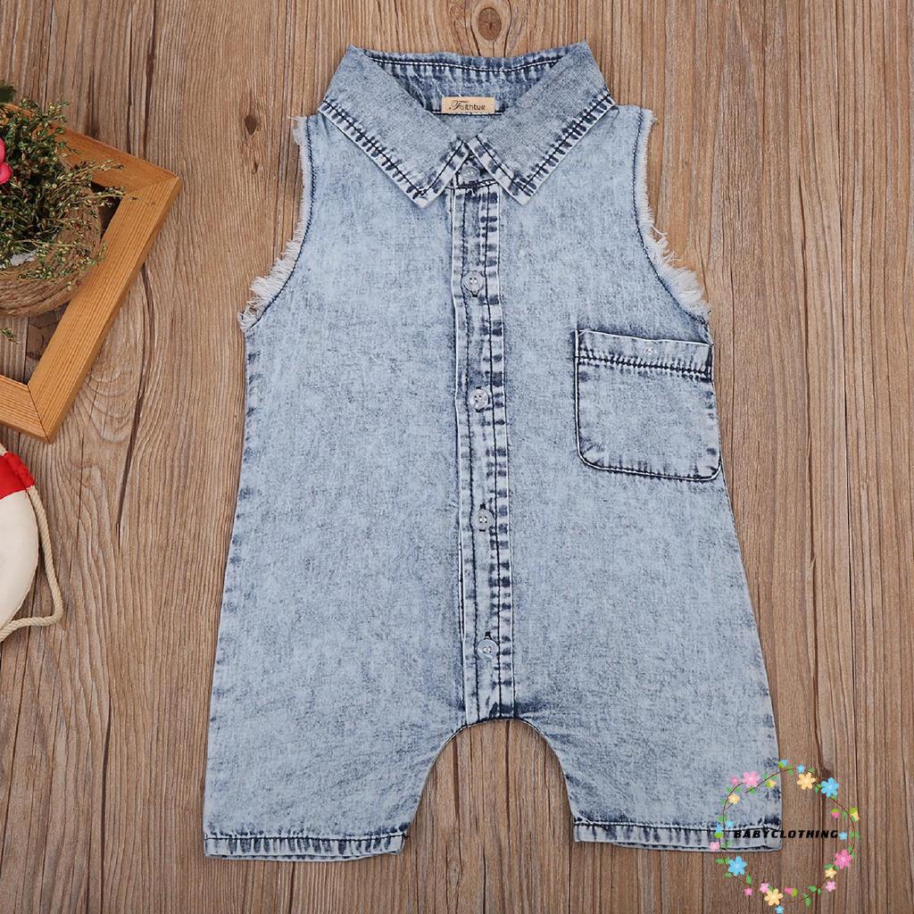 Áo liền quần sát nách và cổ bẻ dễ thương và thời trang cho bé trai