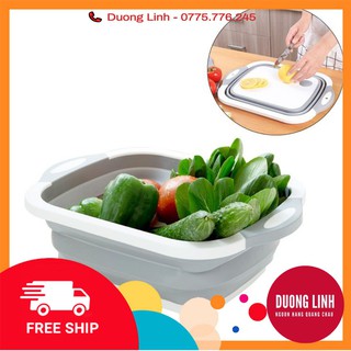 FREESHIP 50K Chậu, thau kiêm thớt đa năng gấp gọn tiện dụng 3 trong 1 kích thước 30 x 40cm
