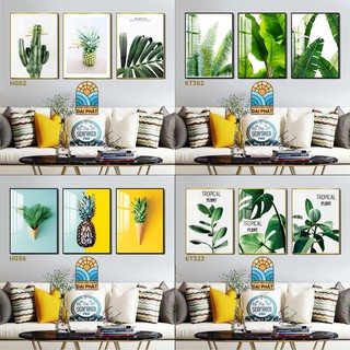 SET 3 TRANH TREO TƯỜNG TRÁNG GƯƠNG TROPICAL PHÒNG NGỦ ĐÃ CÓ KHUNG
