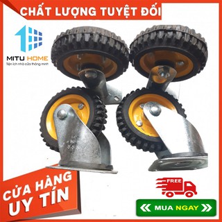 4 Bánh xe cao su 16cmx5cm - MITUHOME - Bộ 4 bánh gồm 2 bánh xoay 360 độ, 2 bánh cố định chịu lực 300kg