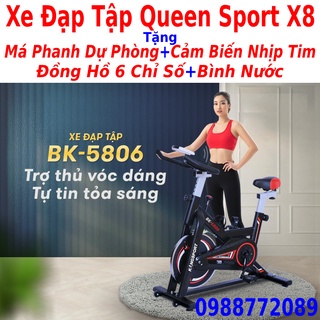 Xe đạp tập thể dục tập gym tại trong nhà X8 tặng má phanh dự phòng + đo nhịp tim bình nước đồng hồ bảo hành xe đạp 3 năm
