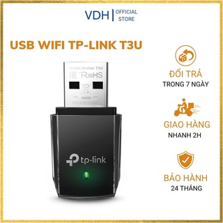 Usb wifi TP-Link T3U băng tần kép thu sóng wifi 2.4ghz và 5ghz cho pc laptop chuẩn AC 1300Mbps VDH STORE