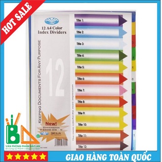 FREESHIP Chia File 12 Nhựa Có Số Chính Hãng