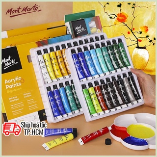 Bộ Màu Acrylic Mont Marte 12/18/24 Màu x 12ml -  Acrylic Paints Signature - PMHS0026/PMHS0033/PMHS0034
