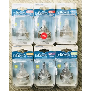Hộp 2 Núm Ty Cổ hẹp Dr.Browns dr browns level 1 (0-3m),level  2 (3-6m),level  3(6-9m),level  4 (9+), level Y cut từ Mỹ