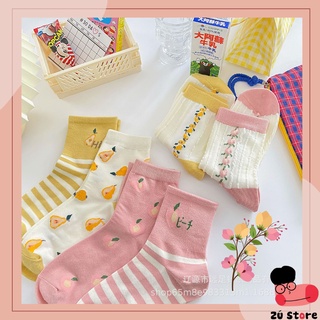 Vớ hoa nổi vàng - hồng pastel cổ cao