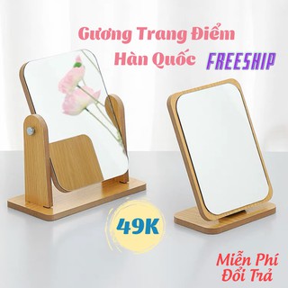 Gương Để Bàn Trang Điểm Bằng Gỗ Phong Cách Hàn Quốc Sang Trọng Khung Gỗ Bền Chắc Độc Đáo PAPAA.HOME