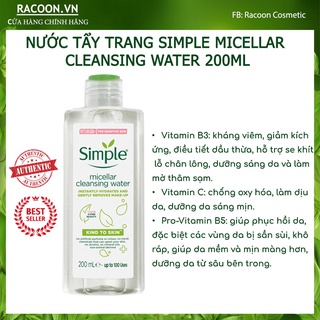 Nước Tẩy Trang Simple Micellar Cleansing Water 200ml