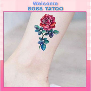 Hình xăm hoa hồng có gai g04. Xăm dán tatoo mini tạm thời, size <10x6cm