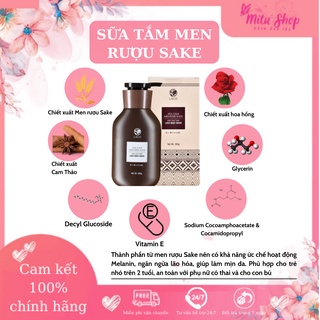 [Chính hãng] Sữa tắm sake LACO ⚡ dưỡng trắng từ từ, làm mịn, nhã nắng phục hồi da, đều màu da, ngừa mụn lưng