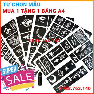 SALE!! Hình xăm tạm thời, mực xăm tạm thời (TẶNG NGAY 1 BẢNG A4 30-63 KHUÔN)