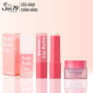 Bộ 3 Sản Phẩm Dưỡng Môi Dưỡng Ẩm Cho Môi Unpa Bubi Bubi Lip  (son dưỡng3.8g+tẩy tế bào chết10ml+mặt nạ9g)
