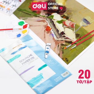 Giấy vẽ chuyên dụng Deli - Gouache - Định lượng 8k 160gsm/180gsm 1 tệp - 73615 / 73617