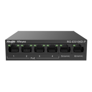 Switch mạng, bộ chia mạng kèm POE Ruijie 6 cổng RG-ES106D-P, 2 cổng uplink (chính hãng Ruiijie Việt Nam)
