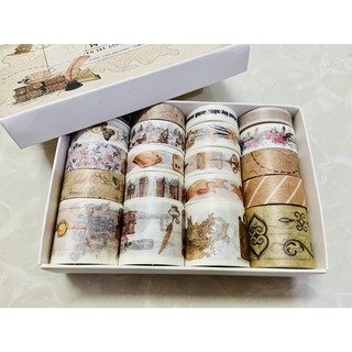 Set 20 cuộn băng keo Washi in hoạ tiết đáng yêu trang trí sổ tay