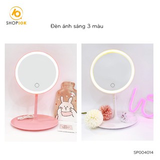 Gương để bàn trang điểm - Gương trang điểm có đèn LED cảm ưng 3 chế độ sáng không cần pin tặng kèm sạc XU.STORE97