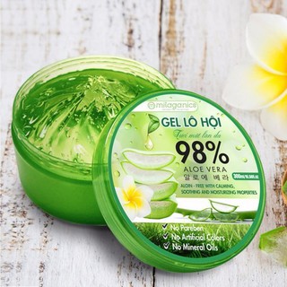 Gel nha đam Milaganics 300g Gel Aloe Vera 98% cứu tinh làn da ngày nắng