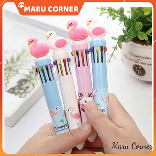 Bút bi Flamingo hồng hạc 10 màu rẻ đẹp