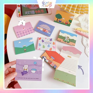 Set 2 tấm thiệp họa tiết hoạt hình xinh xắn