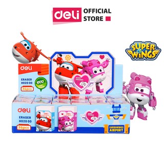 Gôm Tẩy Deli - Super Wings - Đỏ/Hồng - Combo 3 chiếc màu ngẫu nhiên - EH02000
