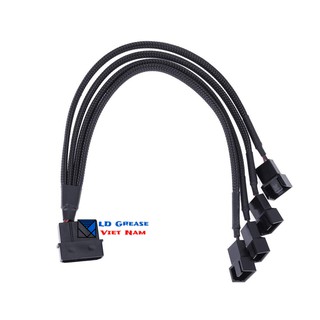 Dây chuyển nguồn fan bọc lưới cao cấp Molex ra 4 Fan (No PWM)
