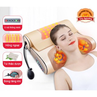 Gối massage Hồng ngoại giúp ngủ ngon, lưu thông máu, trị đau đầu, lưng, vai gáy nhức mỏi (Bản 2 mảnh)