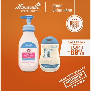 Bộ đôi sữa tắm Hanayuki Baby &amp; Dung dịch vệ sinh phụ nữ Hana Soft Silk Chính Hãng 100%