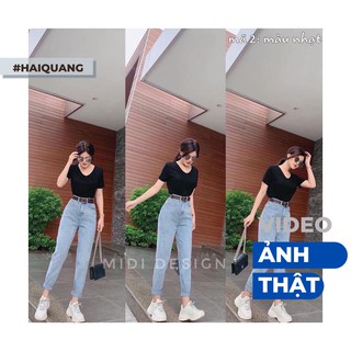 QUẦN BAGGY JEAN NỮ CẠP CAO NHỎ ( ẢNH THẬT)