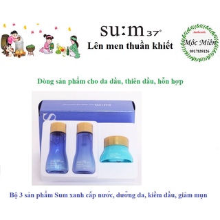 Bộ 3 sản phẩm Sum xanh cho da dầu dưỡng cấp nước, kiềm dầu Su:m37 Water-full Special Kit
