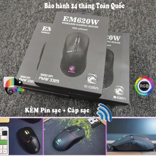 Chuột Gaming EDra EM620W Không dây [ĐEN &amp; HỒNG], Led RGB I BH 24 tháng Toàn Quốc I Gaming Mouse E-Dra 620W Wireless RGB