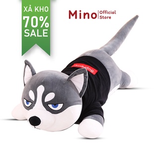Gấu Bông Chó Husky Mặc Áo Rằn Ri Đáng Yêu MINO Thú Nhồi Bông Cho Bé Husky To Khổng Lồ 150cm TH94