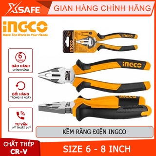 Kìm răng INGCO Kềm cắt công nghiệp 3 kích thước 6-7-8 inch, chất liệu thép CR-V, đen bóng, tay cầm hai màu - [XSAFE]