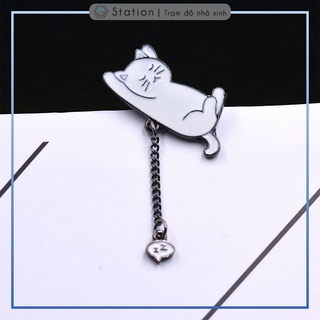 Pin cài áo mèo lười mê ngủ phối xích - GC385
