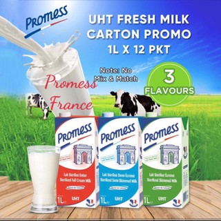 Thùng 12 hộp sữa tươi Promess Nguyên Kem không đường (date mới nhất T6/2022)