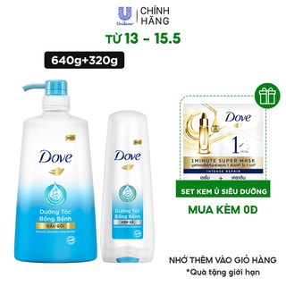 Combo Dove Dưỡng Ẩm bồng bềnh Dầu gội 640g và Kem xả 320g