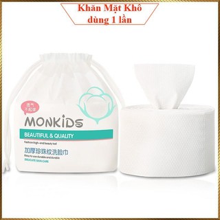 Khăn mặt khô Monkids túi to 90- 100 chiếc 260g dùng 1 lần lau khô lau ướt HT21