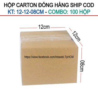 100 Hộp 12x12x8 cm, Hộp Carton 3 lớp đóng hàng chuẩn Ship COD (Green &amp; Blue Box, Thùng giấy - Hộp giấy giá rẻ)