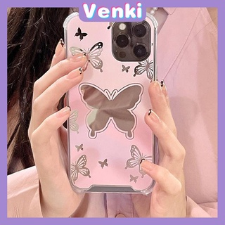 iPhone Case Acrylic HD Mirror Laser Airbag Shockproof Protection Camera Cute Pink Butterfly Compatible For iPhone 11 iPhone 13 Pro Max iPhone 12 Pro Max iPhone 7 Plus iPhone xr xs
