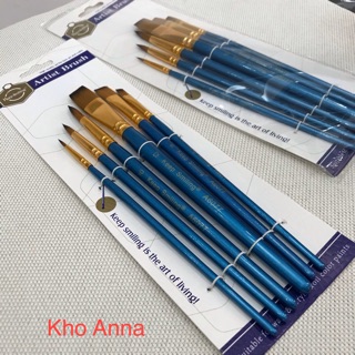 Cọ ve  màu nước , màu acrylic bộ 6 cây giá rẻ - bộ cọ vẽ cán gỗ