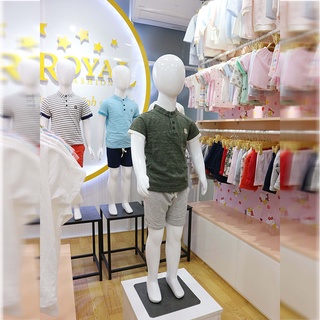 Bộ thun cotton tay ngắn Áo Xanh Rêu Bo tay cao cấp cho Bé (5-21kg)- Royal KIDS