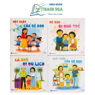 Sách - Ehon kỹ năng sống ngữ: Gia đình bé Bon (Combo 4 cuốn) - có file nghe Tiếng Anh
