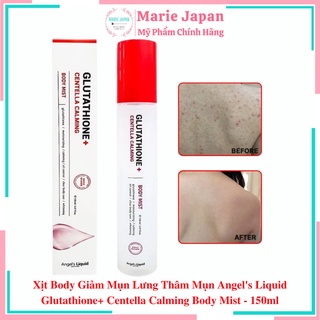 Xịt Body Giảm Mụn Lưng Thâm Mụn Angel's Liquid Glutathione+ Centella Calming Body Mist 150ml