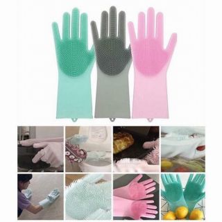 Bán sỉ Gang tay rửa bát silicon tạo bọt - 1 đôi ( kiêm miếng rửa bát )